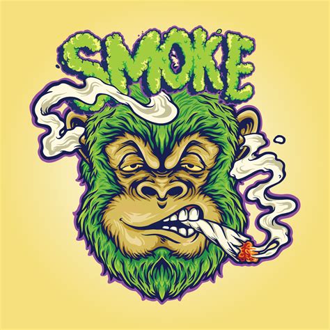 Monkey Weed Joint Smoking A Cigarette Illustrations 3785013 Vector Art