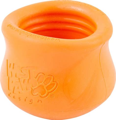 West Paw Zogoflex Toppl Tough Treat Dispensing Dog Chew Toy Tangerine