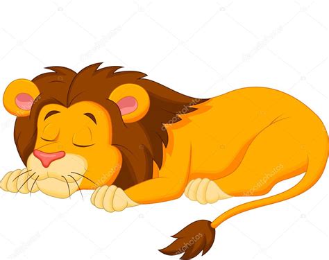 Lion Cartoon Sleeping Isolated On White Background Premium Vector In