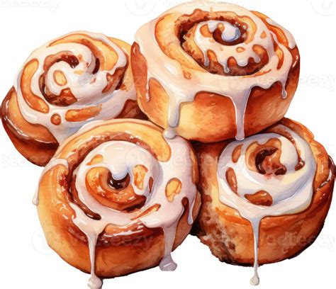 Cinnamon Roll Watercolor AI Generated 33215848 PNG