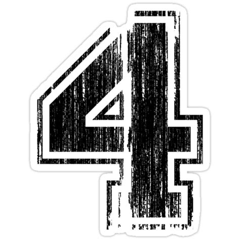 Bold Distressed Sports Number 4 Stickers By Adamcampen Redbubble
