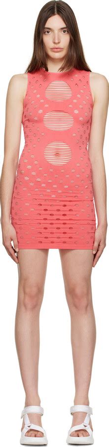 Maisie Wilen Pink Perforated Minidress Shopstyle