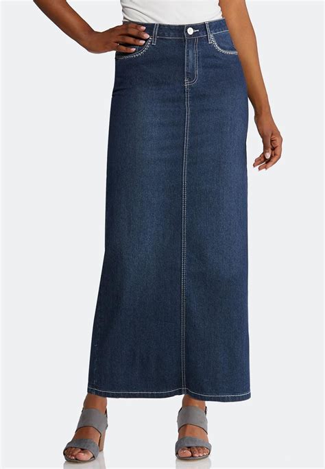 Bling Pocket Denim Maxi Skirt Skirts Cato Fashions Denim Maxi Skirt