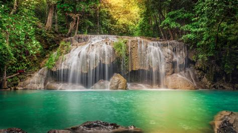 Thailand Stream Cascade Rocks Jungles Waterfalls Forest River