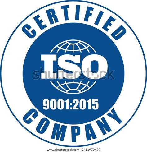 Certified Company Certificate Iso 90012015 Blue Stock Vector Royalty