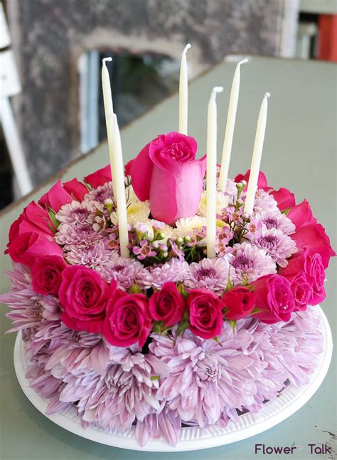 Lavender And Pink Flower Birthday Cake By Flower Talk In Duluth Ga