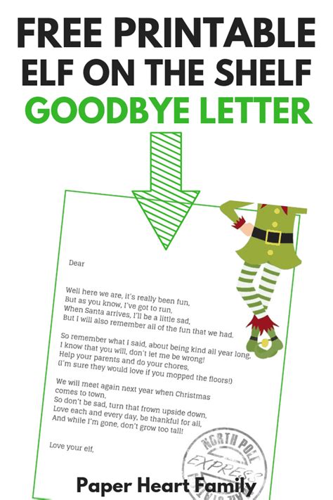 Free Printable Elf On The Shelf Goodbye Letter Template