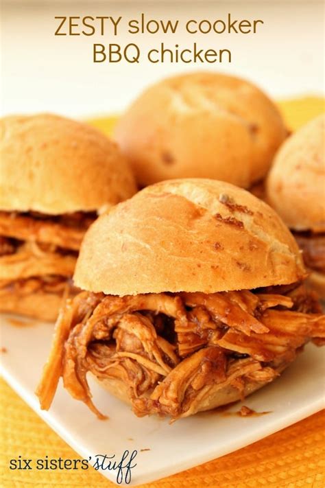 Zesty Slow Cooker Barbecue Chicken Six Sisters Stuff
