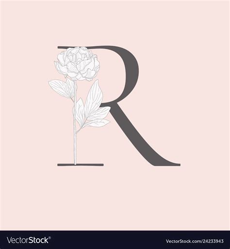 Blooming Floral Initial R Monogram And Logo Vector Image