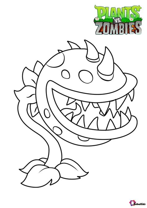 Zombies coloring pages for kids. Plants vs Zombies Chomper coloring pages | BubaKids.com