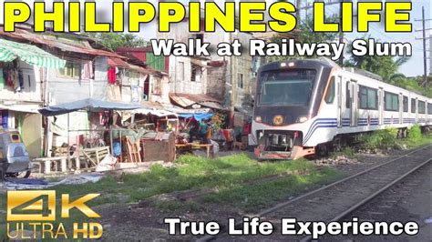 The Other Side Of Manila Hidden Walk At Railway Slum In Tondo Manila Philippines [ 4k ] Youtube