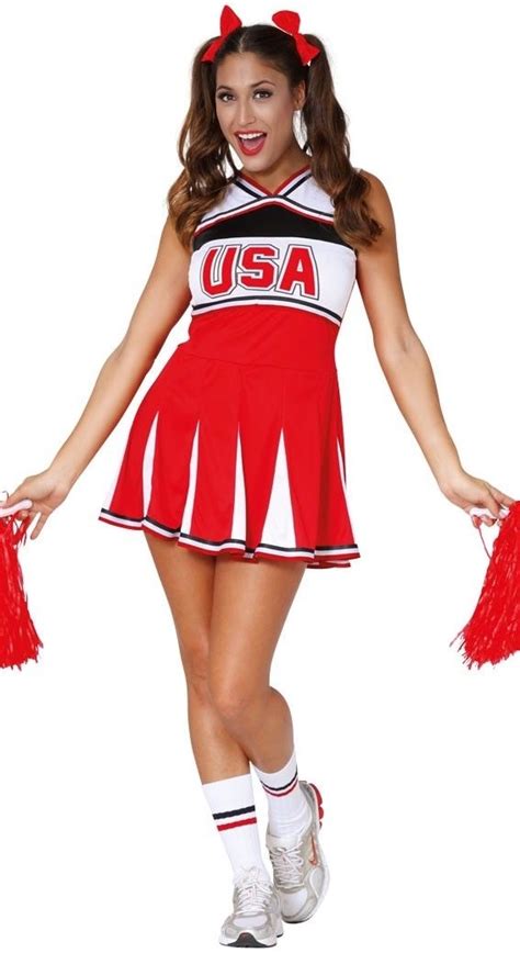 Ladies Cheerleader Costume Adult Cheer Leader Usa Fancy Dress High School Papootz
