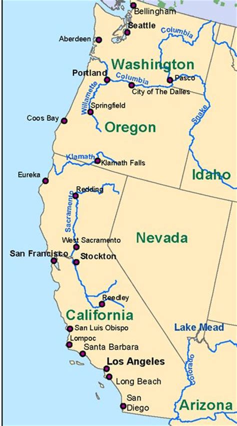 Us West Coast Driving Map