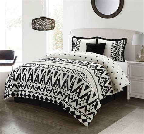 Gorgeous black and white comforter set. Nanshing Sarah 5-Piece Reversible Microfiber Comforter Set ...