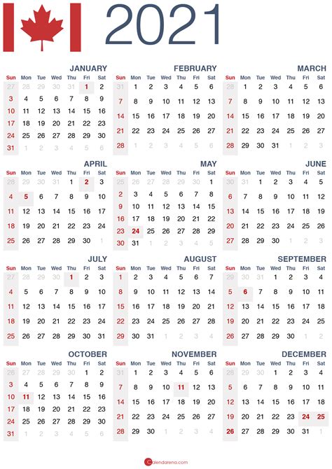 All calendars print in landscape mode vs. Download Free 🇨🇦 2021 Calendar Canada 🇨🇦