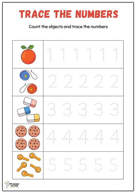 Math Worksheet | Number Tracing Worksheet - Mummaworld