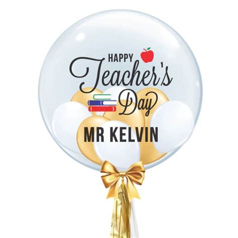 Teachers Day Balloon Bouquet Sage Custom Text On Gold Star Balloon