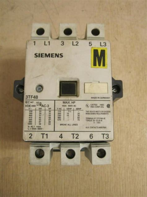 two siemens 3tf48 motor starter contactor 100a 600v for sale online ebay