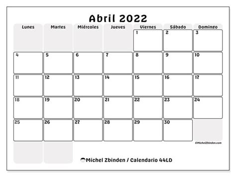 Calendario Abril De 2022 Para Imprimir “44ld” Michel Zbinden Es