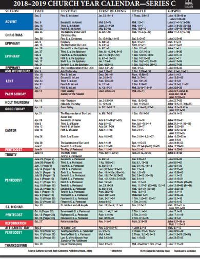 12 Church Calendar Templates In Pdf Doc