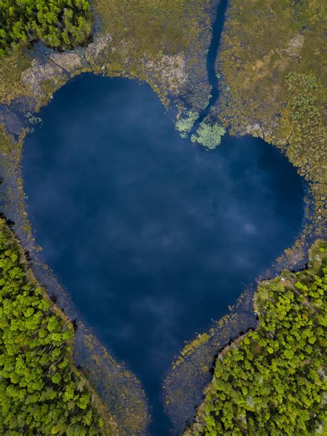 A Heart Shaped Lake In The Adirondack Mountains Of Upstate New York