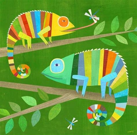 Colorful Chameleons Canvas Art Print Kids Room And Nursery Etsy Art