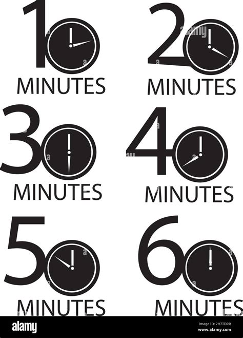 Clocks Counting Minutes Vector Illustration Set Isolated Over White