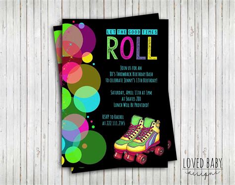 Skate Party Invitation 80s Party Invitation Let The Good Times Roll