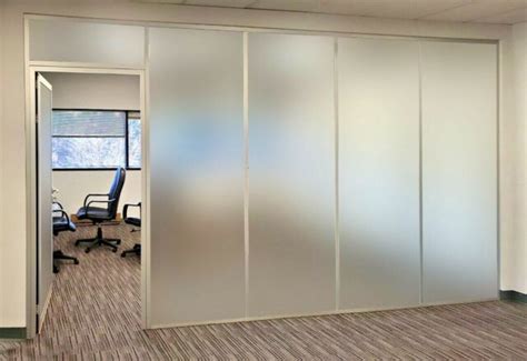 Cgp Office Partitions Frosted Glass Aluminum Wall 13 X9 W Door Clear Anodized Ebay