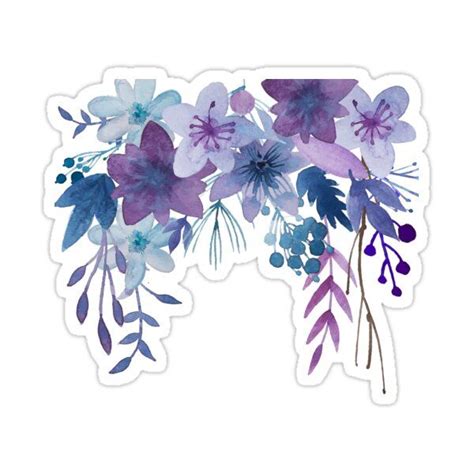 Blue Purple Flowers Sticker By Junkydotcom Pegatinas Bonitas