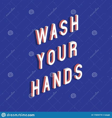 Wash Yourself Text With 3d Isometric Effect Stock Vector Illustration