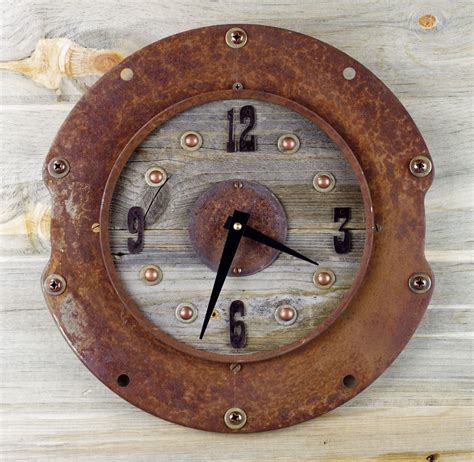 Industrial Wall Clock Rustic Home Decor Rusted Metal Clock Etsy