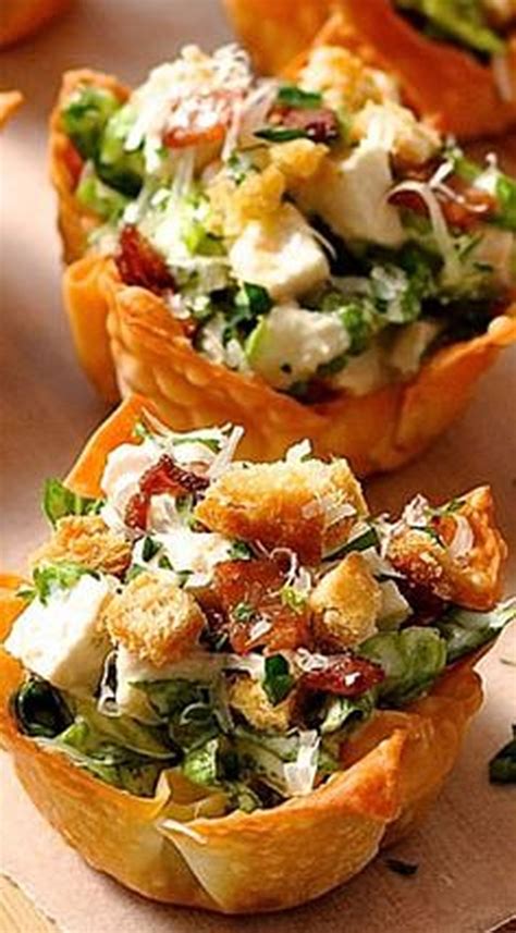 Caesar Salad Wonton Cups Free Recipe Below Recipes Food