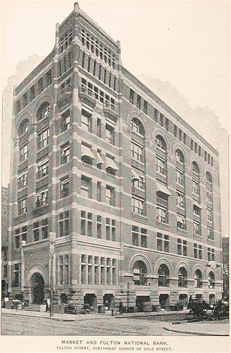 1893 Print Market And Fulton National Bank Building Nyc Original Histori