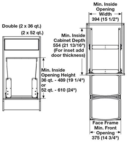 Modular kitchen design detail (size 13'x15') all category. Hafele Double Built-In Bottom Mount Pull-Out MX Trash Cans, 2 x 36 Quarts (2 x 9 Gallons) or 2 x ...
