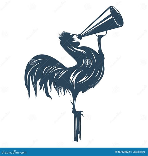 Vector Icon Illustration Of A Blue Rooster Crowing Stock Illustration