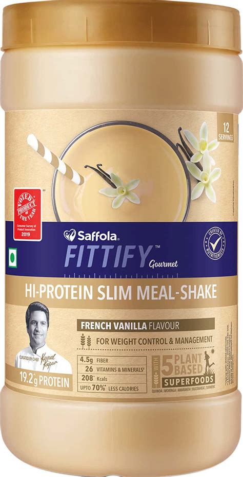 buy saffola fittify hi protein slim meal shake french vanilla 420 gm 12 servings online and get