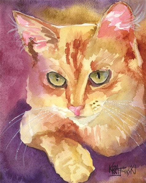 Cat Painting Cat Ts Tabby Cat Art Print Of Original Watercolor