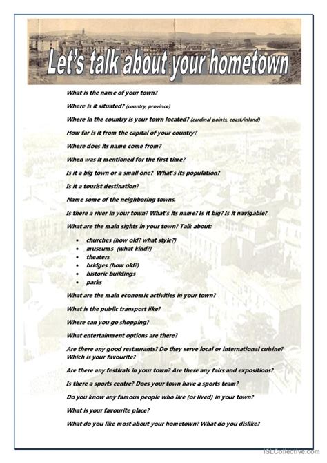 Let´s Talk About Your Hometown Disc English Esl Worksheets Pdf And Doc