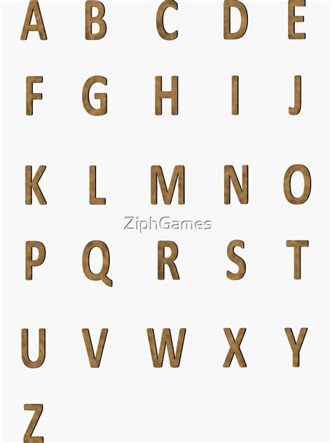 Complete Alphabet Brown Suede Sticker For Sale By Ziphgames Redbubble