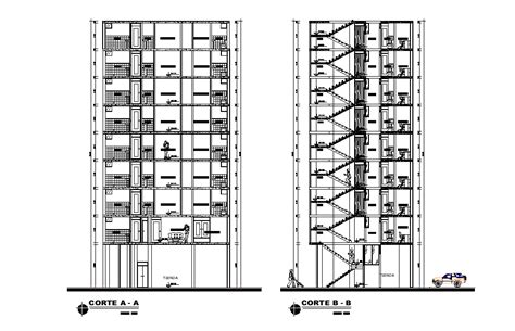 8 Story Apartment Building Section Drawing Download Dwg File Cadbull