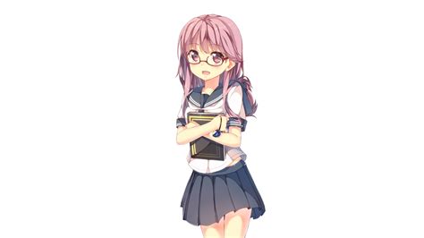 Original Anime Purple Eyes School Uniform Skirt Black Hair Girl
