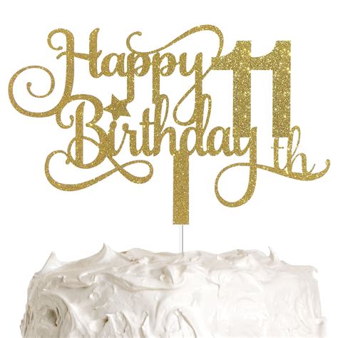 Alpha K Gg 11th Birthday Cake Topper Happy 11th Birthday Cake Etsy Uk