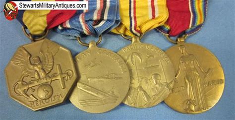 Stewarts Military Antiques Us Wwii 4 Place Medal Bar Navy And Marine