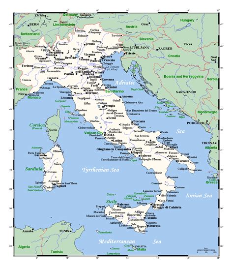 Printable Map Of Italy With Cities