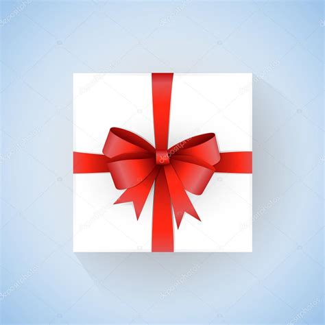 Download red bow for presents transparent png image for free. Vector white gift box with red ribbon and bow on gradient ...