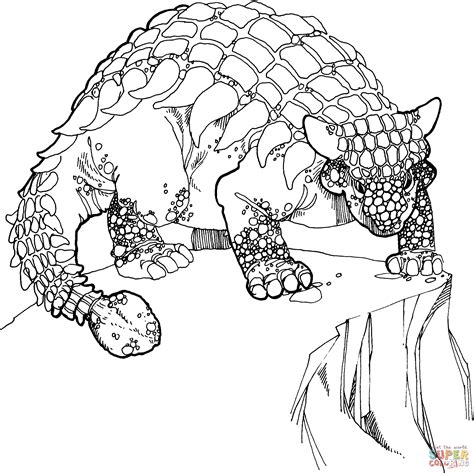 Ausmalbild: ankylosaurus, ein dino der kreidezeit