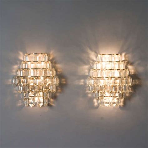 Pair Of Faceted Crystal Wall Sconces Battery Operated Wall Sconce