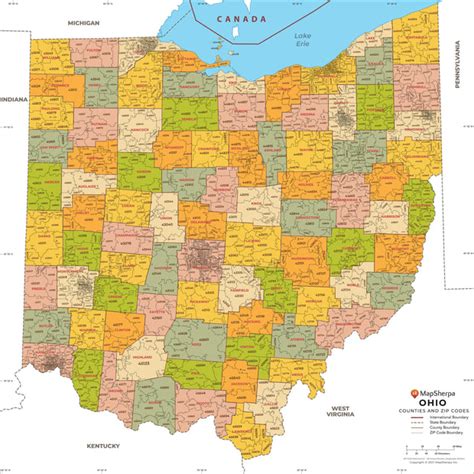 Ohio Zip Code Map With Counties American Map Store