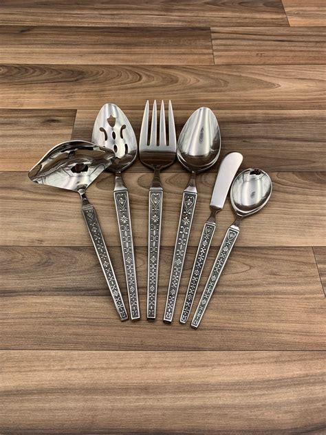 Mid Century Stainless Flatware Set Cordova By Riviera Floral Scroll